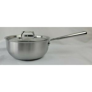 Misen Stainless Saucier 3QT IN EUC Professional Grade Pans 5 PLY Steel